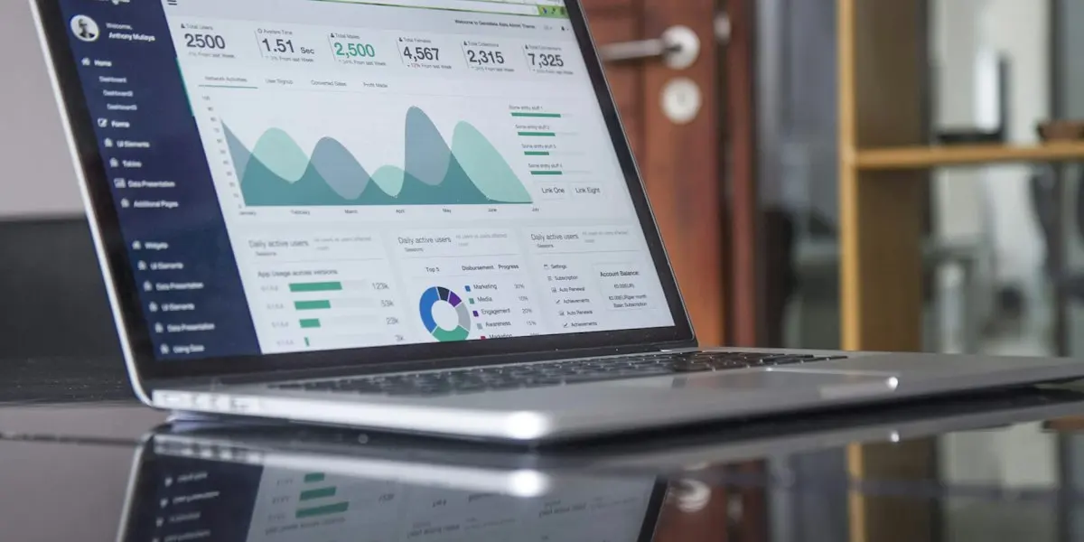 Laptop showing a campaign analytics dashboard
