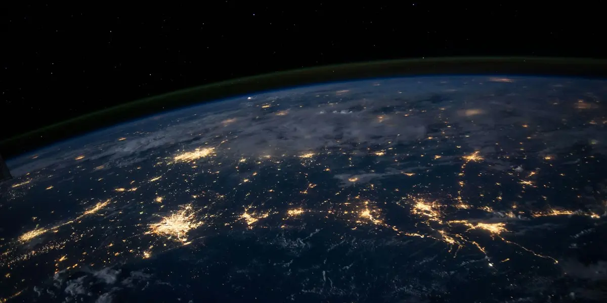 Earth at night with city lights